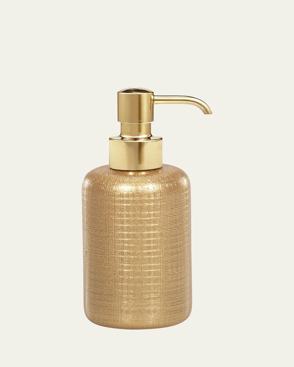 Cambric Glass Soap Dispenser, Gold Enamel